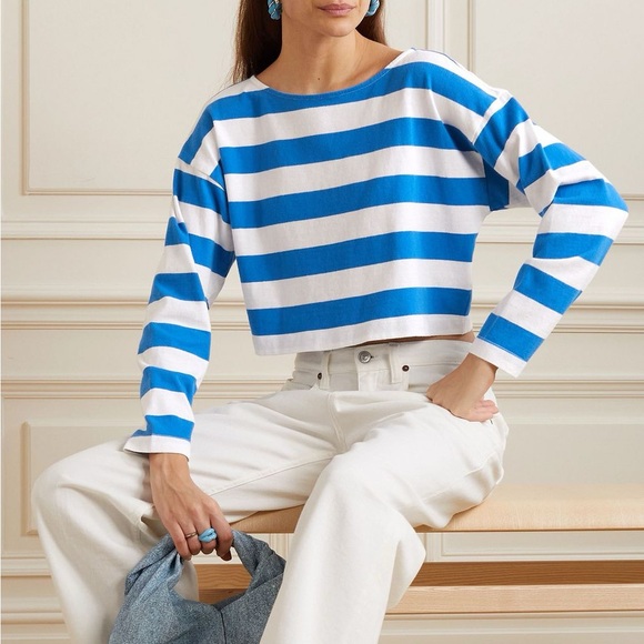 Suzi Kondi Tops - Suzie Kondi Psaras Striped Tee in Blue and White Stripe Sz S